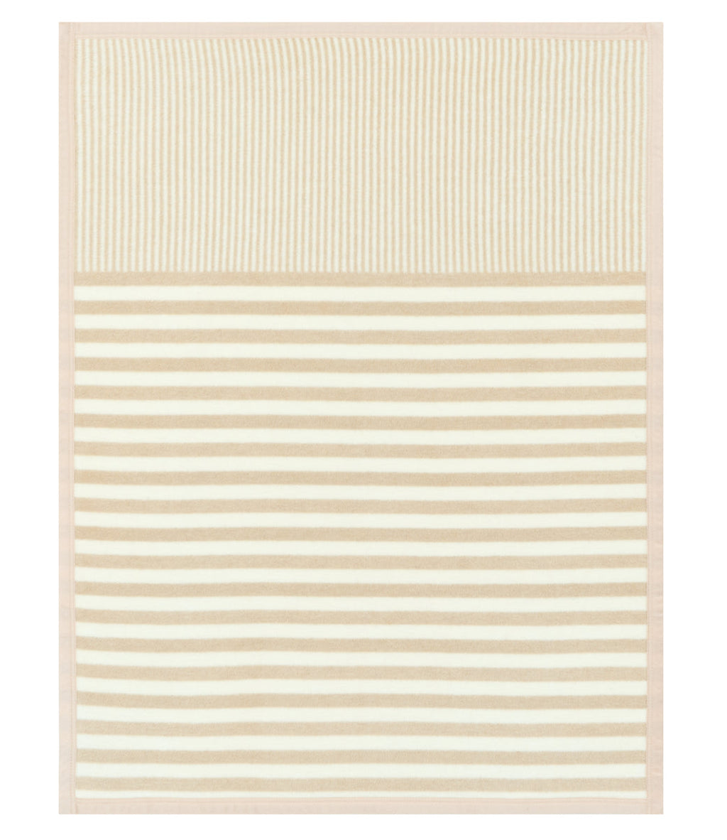 Mini Blanket, Sweet Pea Stripe Oak, Cotton Blend, Velvet Binding for Stroller Outings, Small-Space Layering and Home Comfort image 1