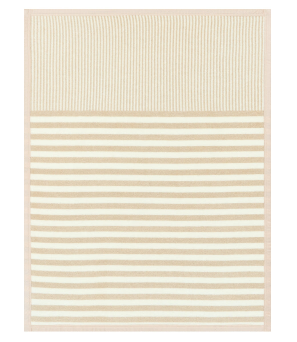 Mini Blanket, Sweet Pea Stripe Oak, Cotton Blend, Velvet Binding for Stroller Outings, Small-Space Layering and Home Comfort image 1
