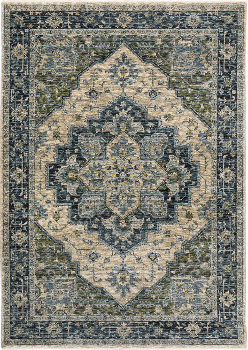 Area Rug, Aberdeen 051G1 Blue Beige for Living Rooms, Bedrooms and Entryways, 10 Size Options image 1