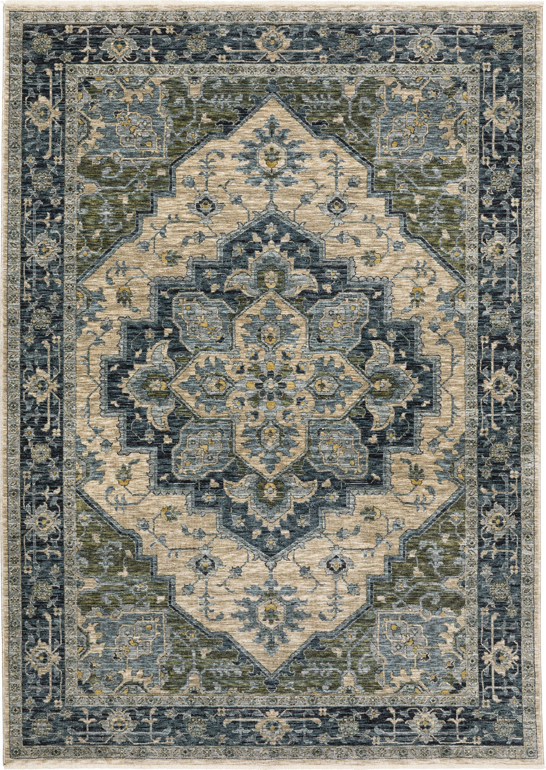 Area Rug, Aberdeen 051G1 Blue Beige for Living Rooms, Bedrooms and Entryways, 10 Size Options image 1
