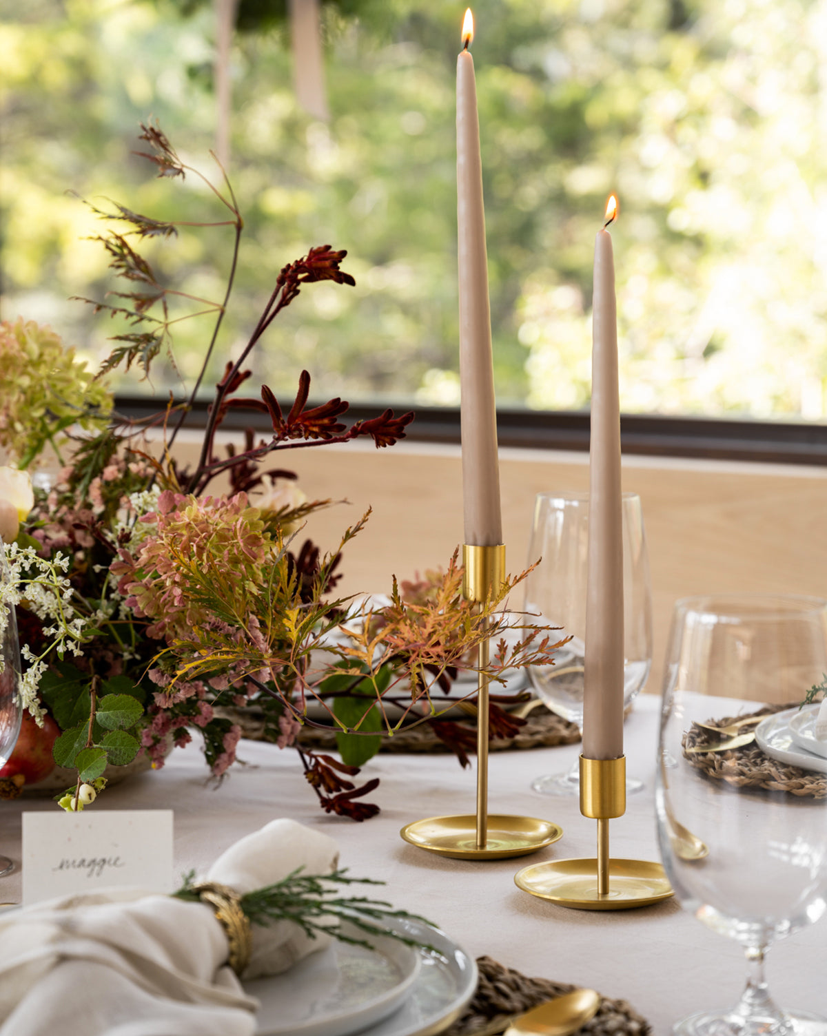 Candle Holder, Brass Taper for Dining Tables, Candle Arrangements and Home Decor, Designed for Everyday Home Use image 1