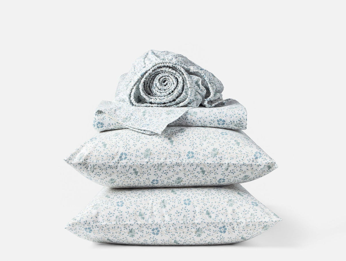 Bed Sheet Set, Organic Print Percale, Breathable Construction for Everyday Bedroom Comfort and Guest Rooms, 5 Size Options image 1