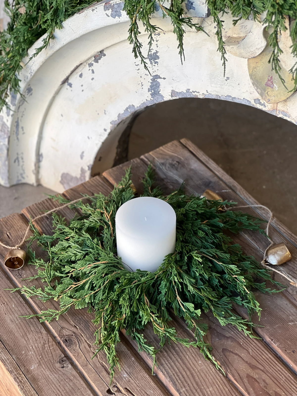 Decorative Candle, 12" Real Touch Emerald Falls Ring Wreath for Entryways, Mantels and Everyday Home Ambience image 1
