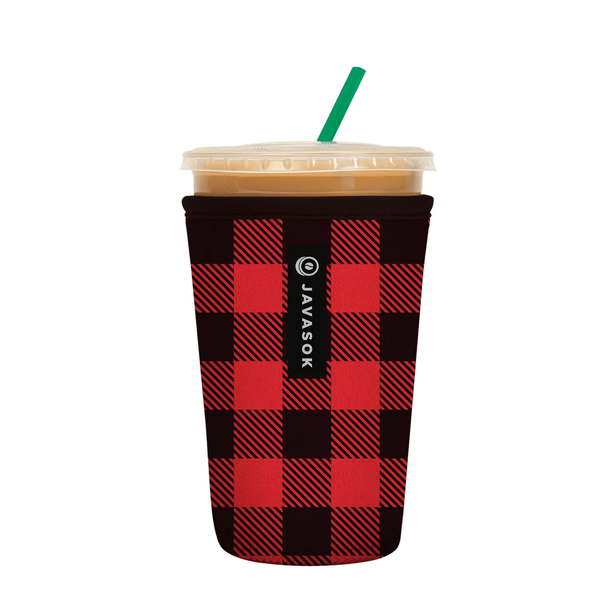 Reusable Cup Sleeve, Buffalo Check, Neoprene Construction for Iced Coffee, Cold Drinks and Condensation Control image 1