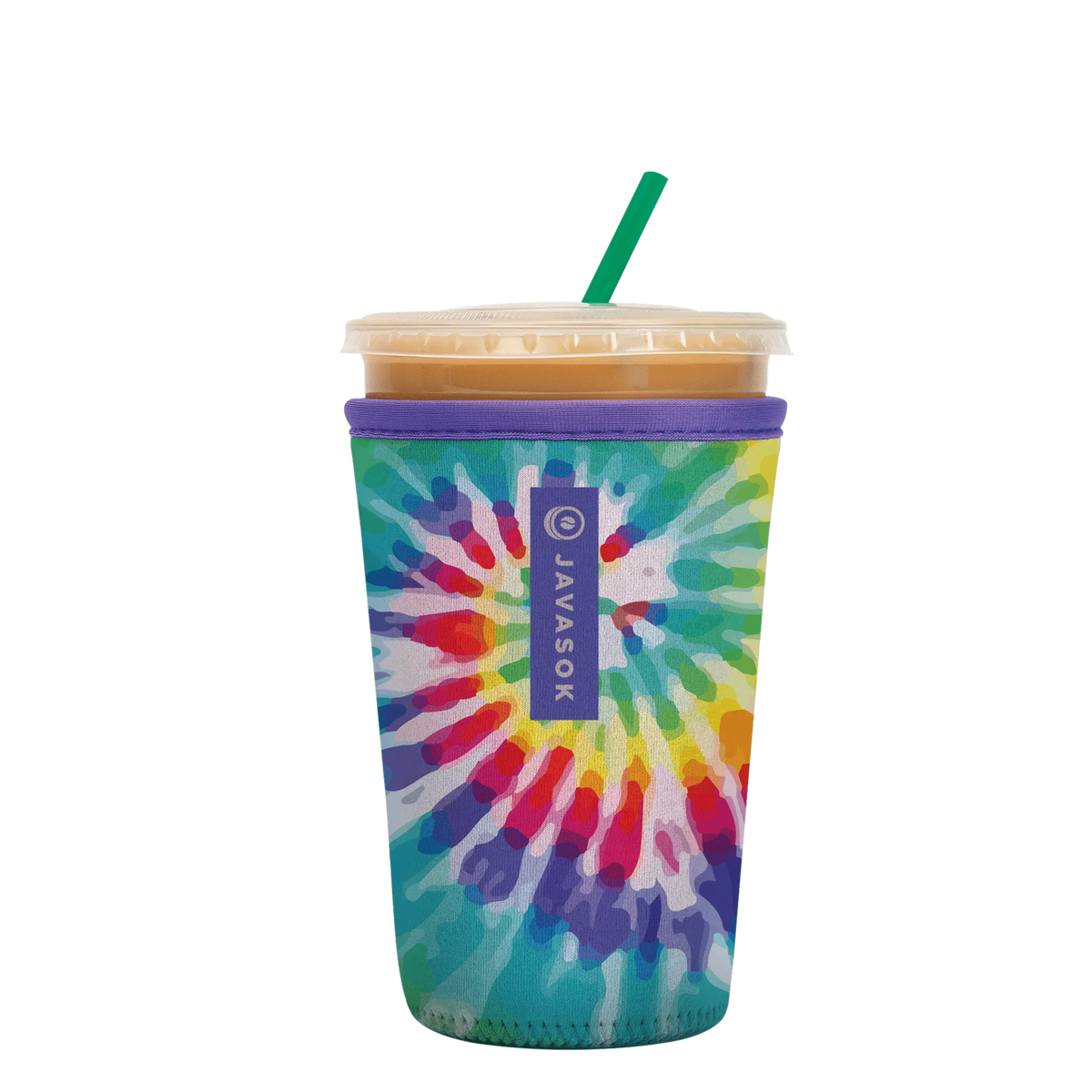 Reusable Cup Sleeve, Rainbow Tie Dye, Neoprene Construction for Coffee Cups, Daily Commutes and Dry Hands image 1