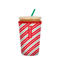 Reusable Cup Sleeve, Candy Cane Stripes, Neoprene Construction for Iced Coffee, Cold Drinks and Condensation Control, 2 Size Options image 1