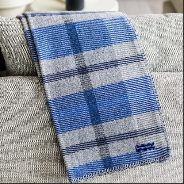 Cozy Throw Blanket, Northfield Plaid Wool Blue for Sofas, Beds and Relaxing at Home, Designed for Everyday Home Use image 2