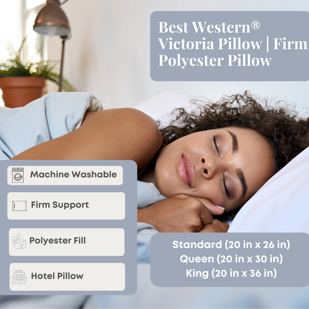 Bed Pillow, Best Western Victoria Firm Polyester, Hypoallergenic Comfort for Everyday Sleep and Guest Room Bedding, 3 Size Options image 2