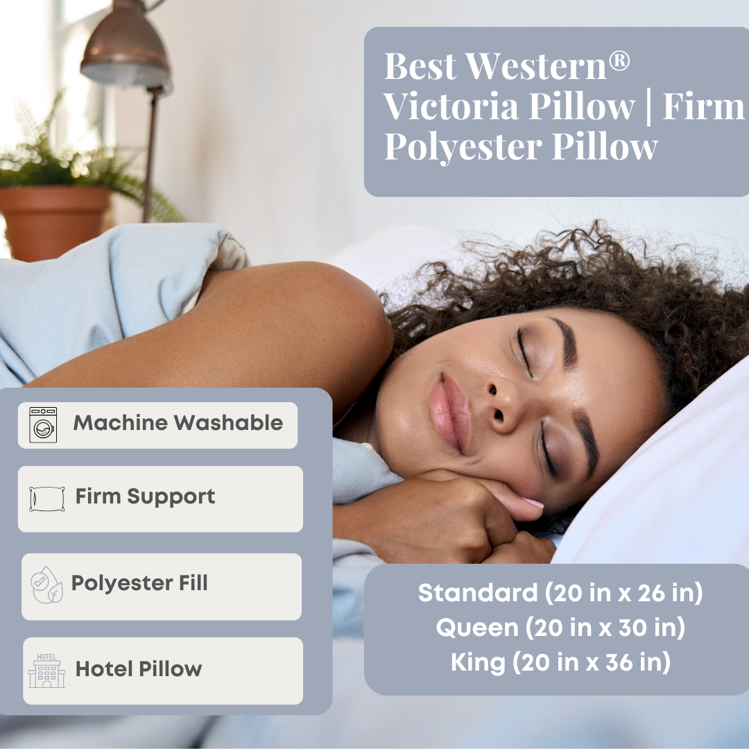 Bed Pillow, Best Western Victoria Firm Polyester, Hypoallergenic Comfort for Everyday Sleep and Guest Room Bedding, 3 Size Options image 2