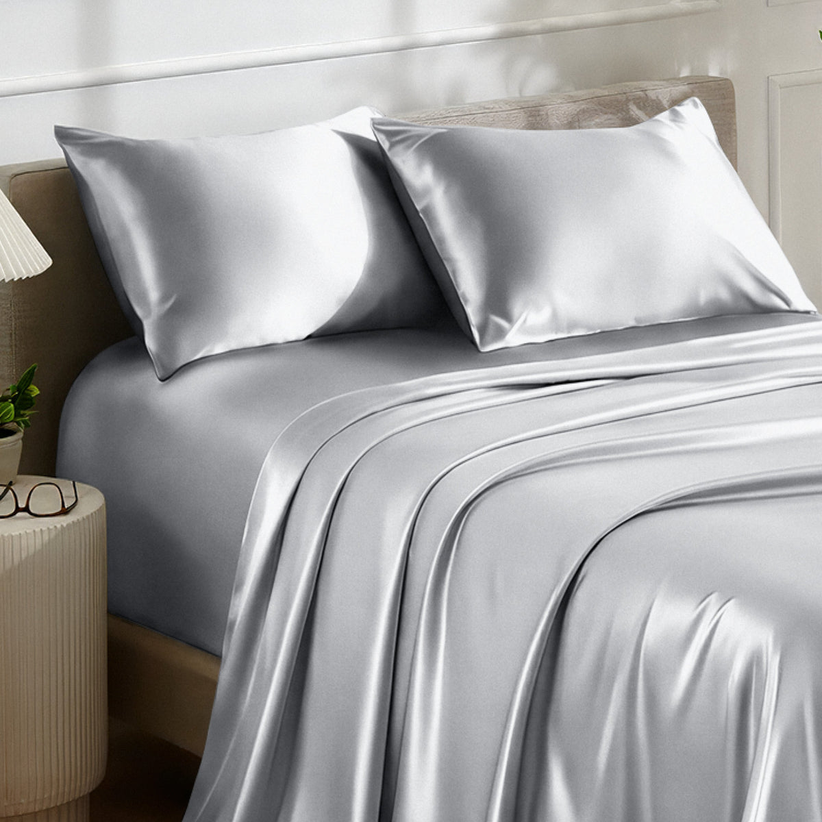 Bed Sheet Set, Satin for Everyday Bedroom Comfort and Guest Rooms, 7 Sizes and 6 Colors, Designed for Everyday Home Use image 2