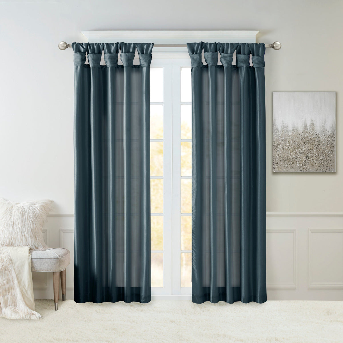 Window Curtain, Emilia Twist Tab Lined Panel, Machine-Washable Care for Windows, Room Styling and Everyday Privacy, 5 Sizes and 14 Colors image 2