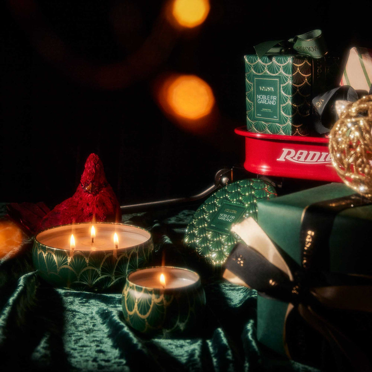 Decorative Candle, Noble Fir Garland Mini Tin for Entryways, Mantels and Everyday Home Ambience image 2