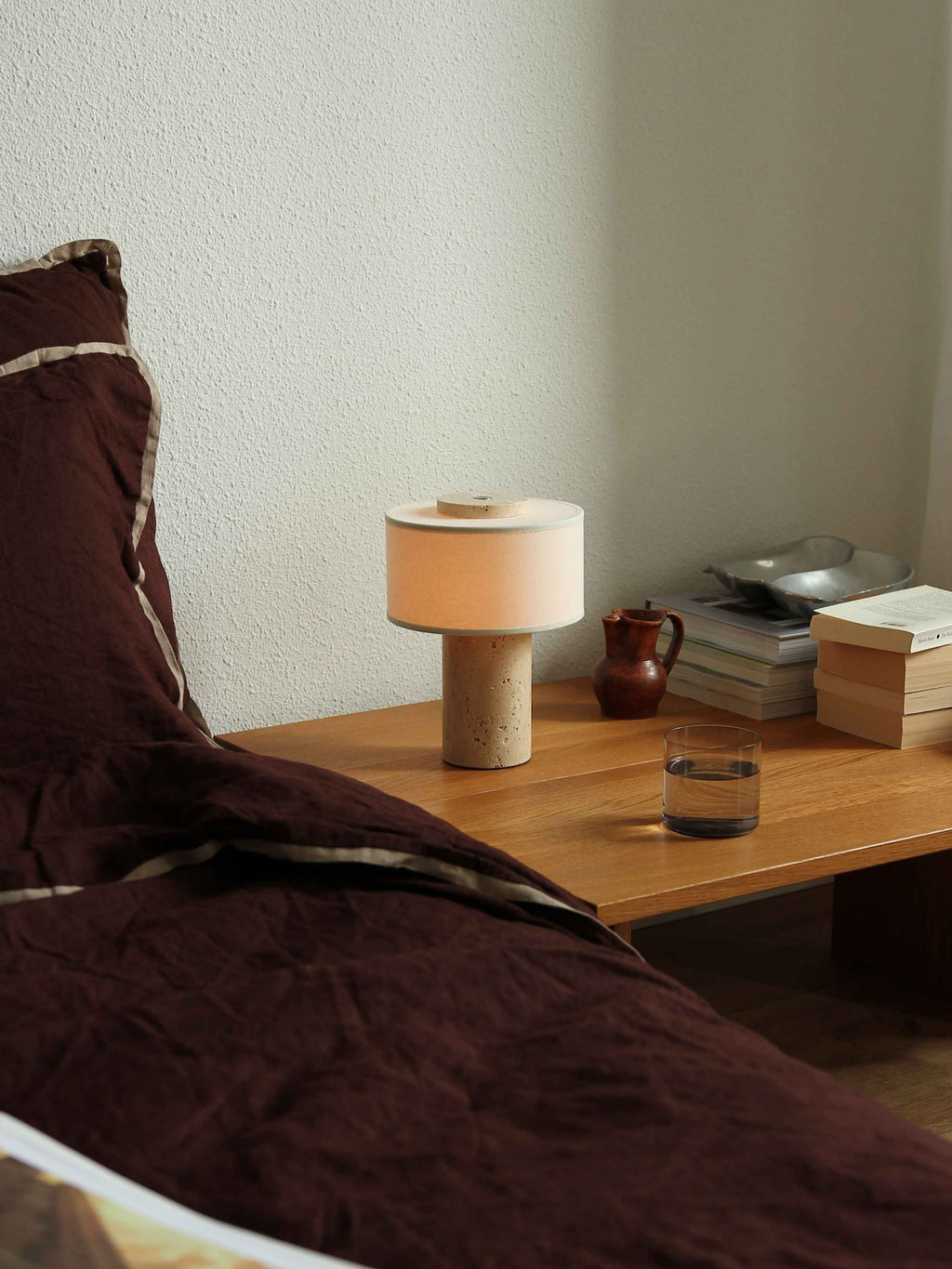 Home Lighting, Original Auríe Portable Lamp Travertine 9.5" for Bedrooms, Living Rooms and Reading Corners image 2