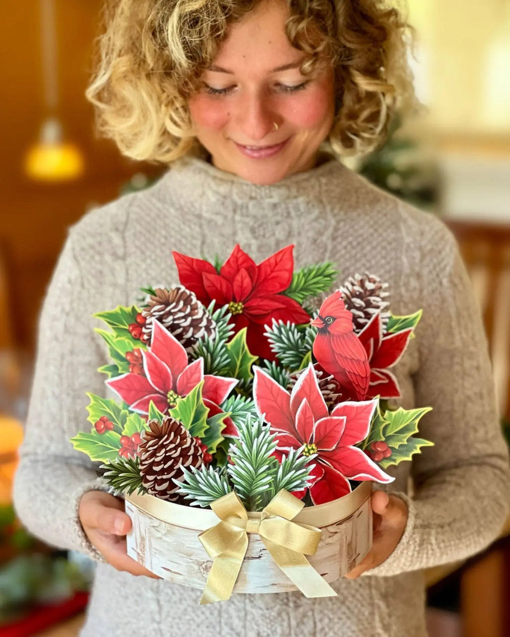 Indoor House Plant, Birch Poinsettia for Windowsills, Home Offices and Indoor Decor, Designed for Shelves, Desks and Living Spaces image 2