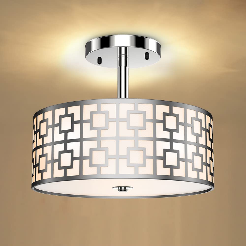 Home Lighting, 12.6In Modern Semi Flush Ceiling Light for Desks, Side Tables and Warm Room Lighting, 2 Color Options image 2