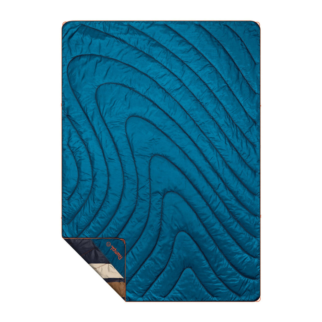 Puffy Blanket, Original Midnight Retro Stripes, Weather-Resistant Shell for Camping, Cabins and Outdoor Relaxation image 2
