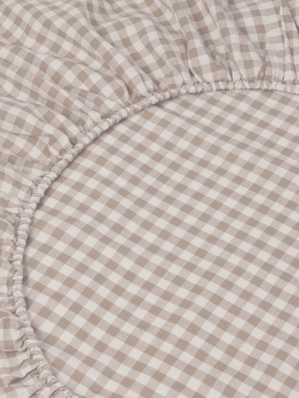 Bed Sheet Set, Mushroom Gingham 100% Linen Fitted, Breathable Construction for Master Bedrooms, Guest Beds and Daily Use, 4 Size Options image 2
