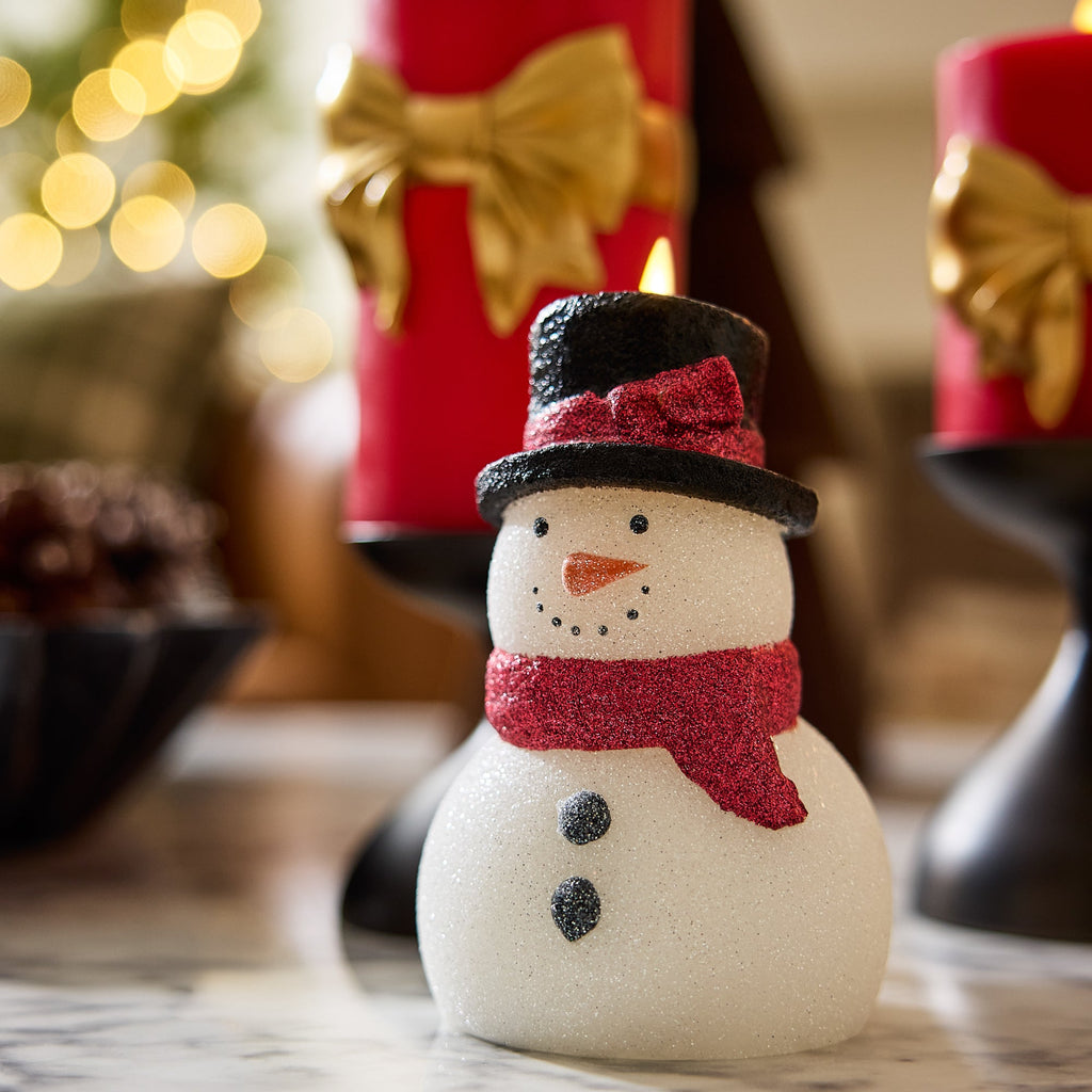 Flameless Candle, White Glitter Snowgirl for Bedrooms, Living Rooms and Everyday Candlelight Ambience image 2