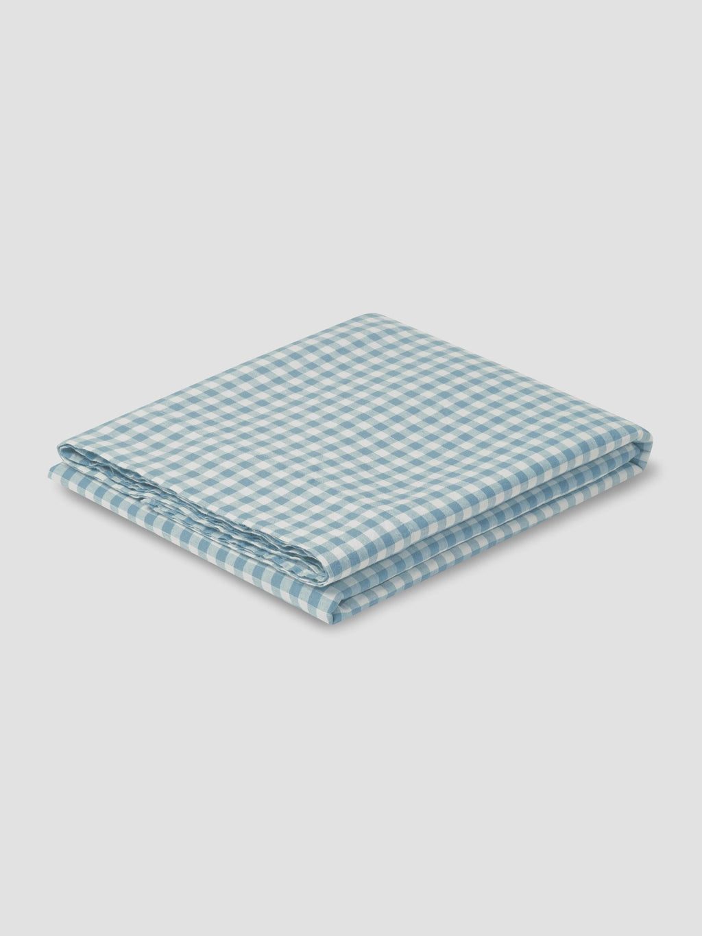 Warm Blue Gingham 100% Linen Flat Sheet image 2