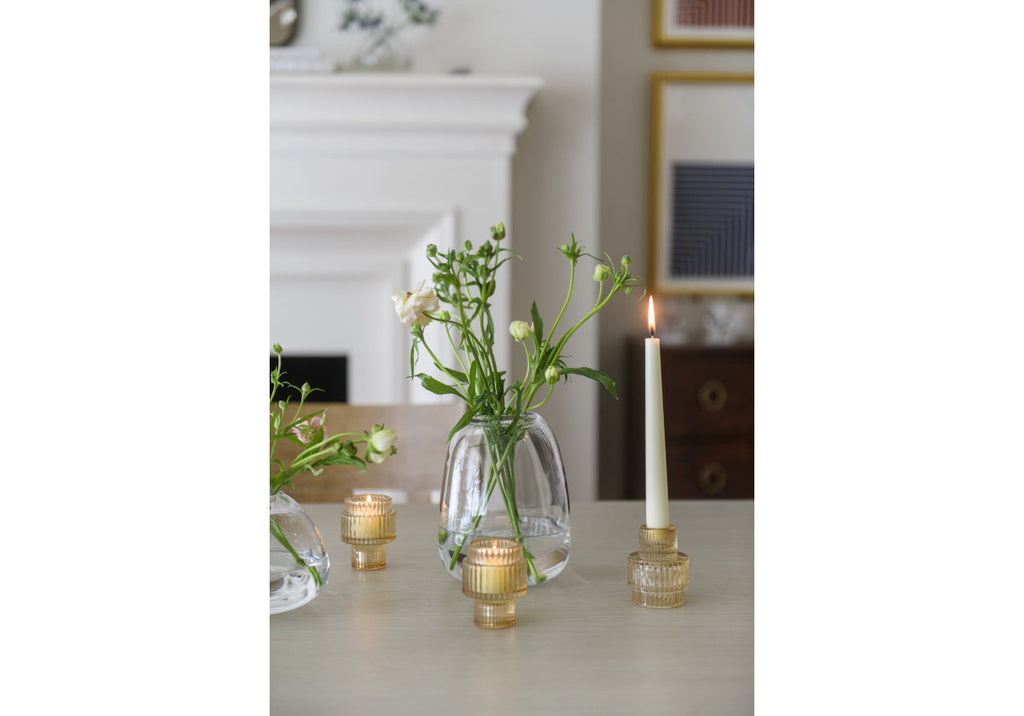 Candle Holder, VINTAGE RIBBED for Tabletop Candle Displays, Mantels and Entryway Decor, 2 QUANTITY Options image 2