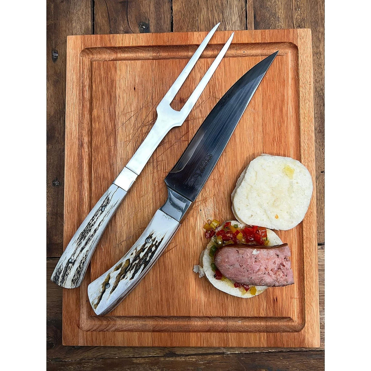 Kitchen Knife Set, AC 95 Handcrafted Deer Antler Handle No Sheath, Stainless Steel Construction for Kitchen Prep, Cooking and Countertop Use image 2