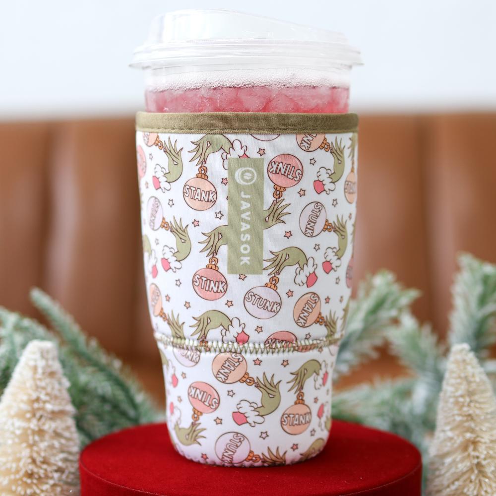 Reusable Cup Sleeve, Jingle Smells, Lightweight Design, Neoprene Construction for Iced Coffee, Cold Drinks and Condensation Control image 2