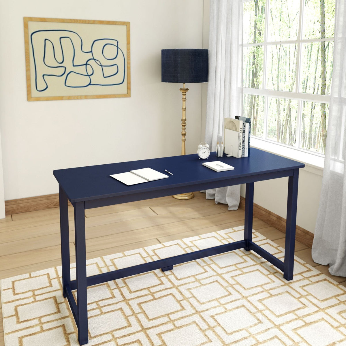 Computer Desk, Writing 55", Solid Wood Construction for Home Offices, Computer Work and Study Spaces, 4 Color Options image 2