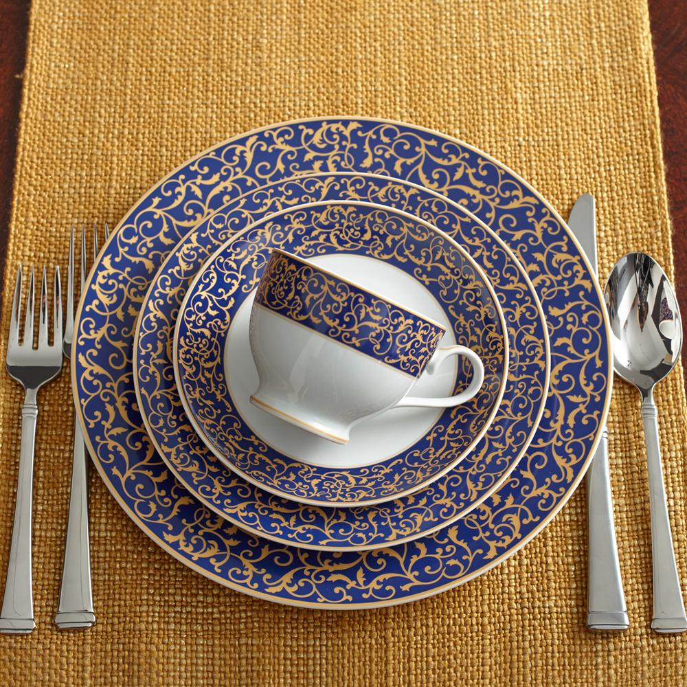 Dinnerware, Parchment Cobalt Set, Porcelain Construction, Microwave-Safe Use for Family Dining, Serving and Entertaining, 3 Size Options image 2