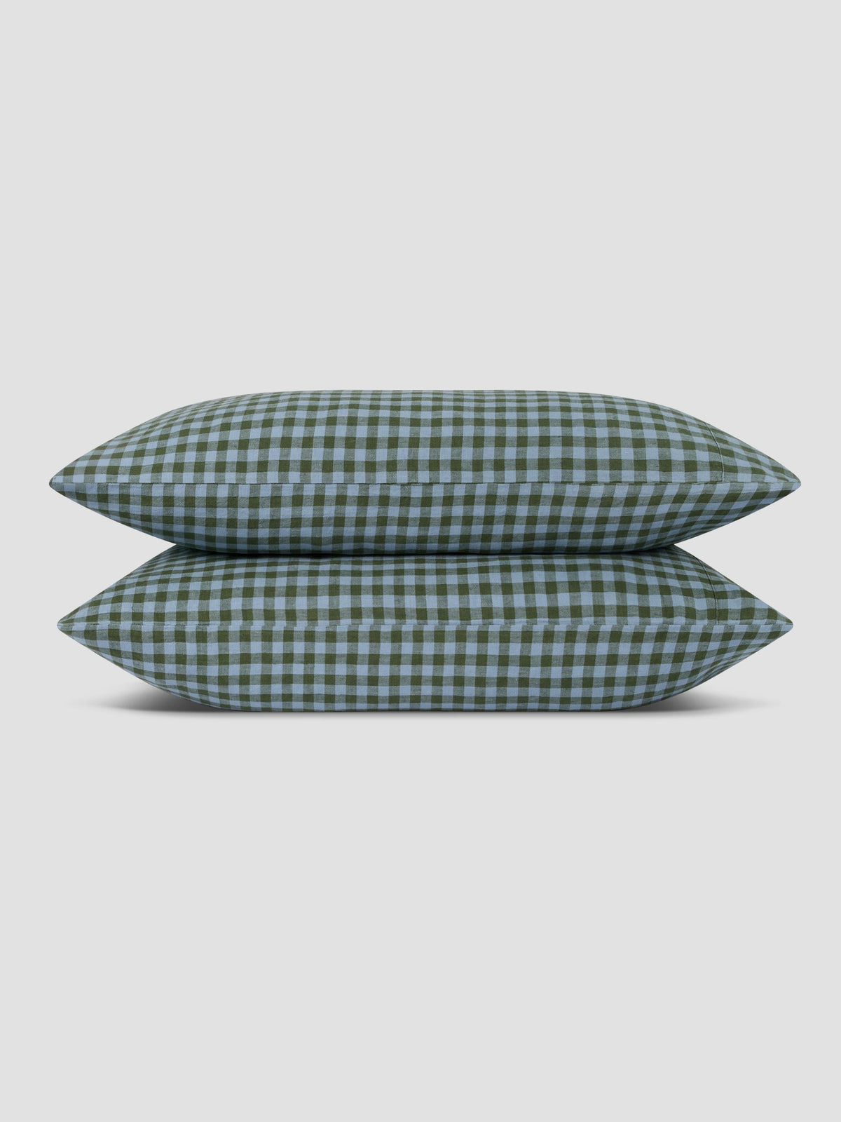 Pillowcase Set, Fern Green & Dusk Blue Colour Drenched Gingham, Breathable Construction for Guest Rooms and Daily Bedroom Comfort image 2
