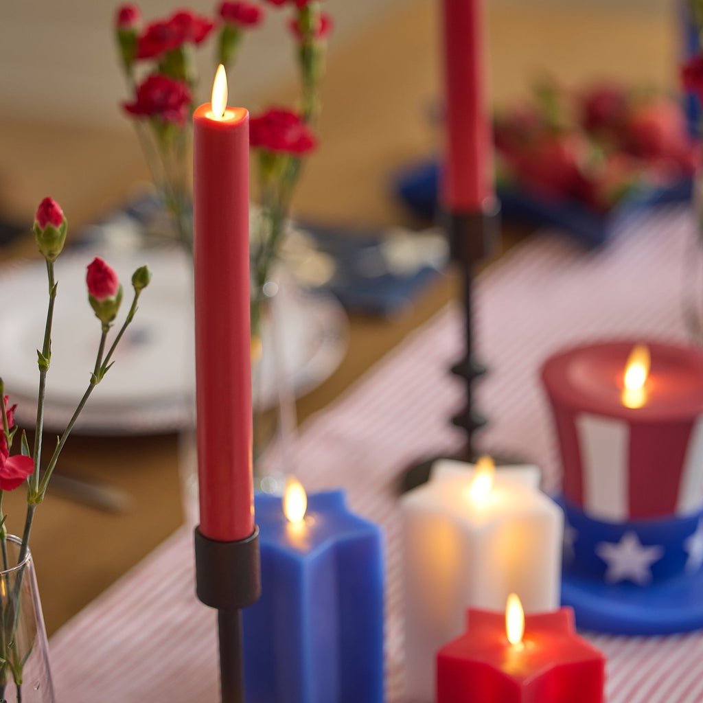 Flameless Candle, Set of 3 Red, White & Blue Star shaped Pillars for Mantels, Entryways and Holiday Displays image 2