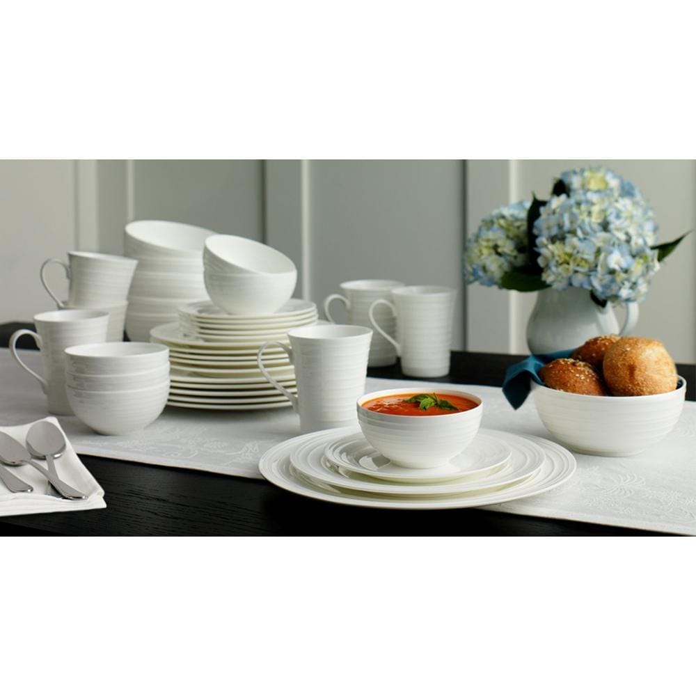 Dinnerware, Swirl Bone 36 Piece Set, Service for 6, Dishwasher-Safe Care for Family Dining, Serving and Entertaining image 2