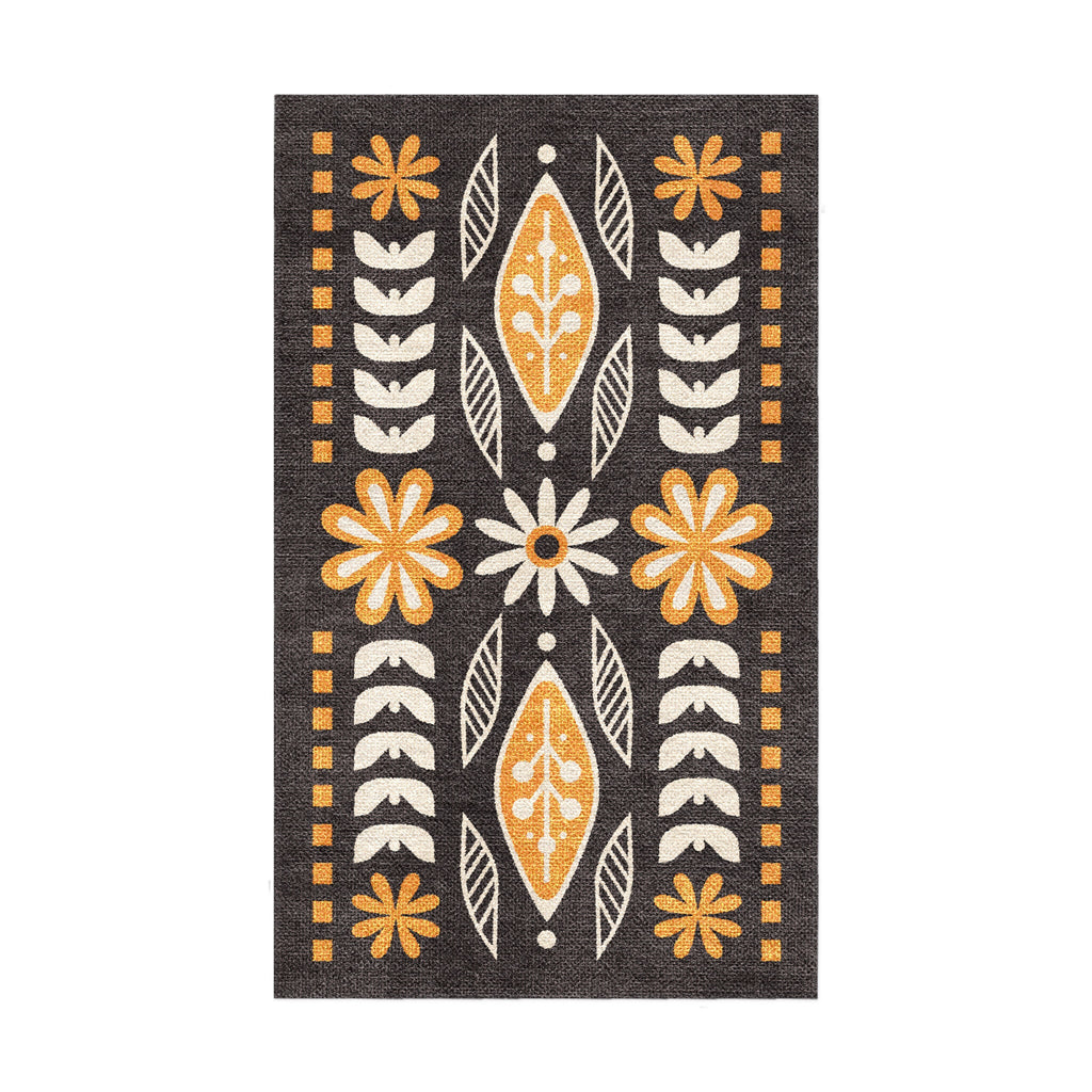 Area Rug, Topanga Black & Yellow for Hallways, Dining Spaces and Home Decor, 10 Size Options image 2