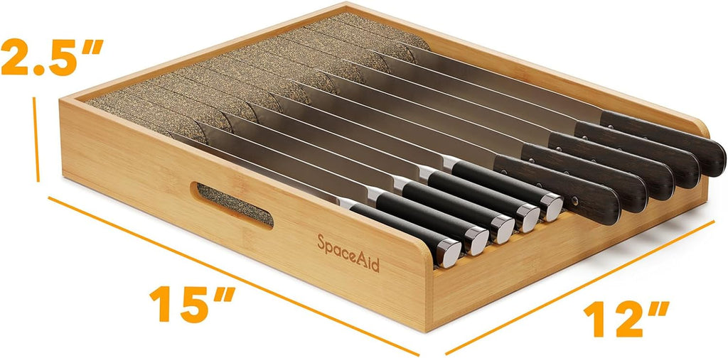 Home Storage Organizer, Large Bamboo In Drawer Knife 12"W for Bedrooms, Laundry Rooms and Living Spaces image 2