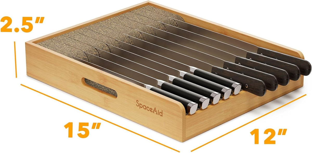 Home Storage Organizer, Large Bamboo In Drawer Knife 12"W for Bedrooms, Laundry Rooms and Living Spaces image 2