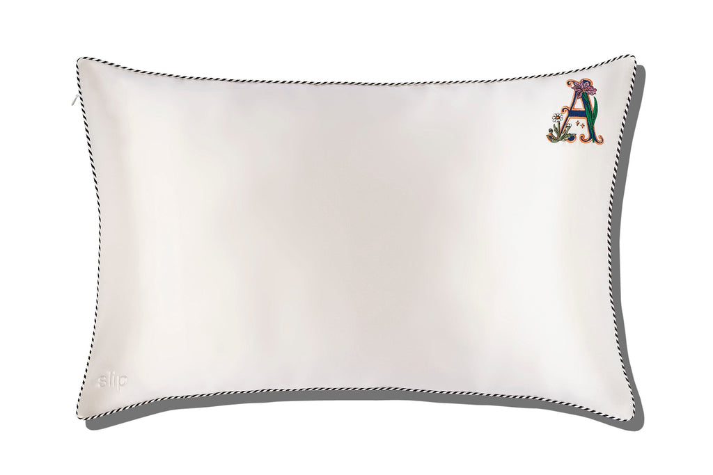 Pillowcase, Embroidered Initial, White 20 x 30 Inch, Invisible Zipper for Compatible Queen Pillows, Guest Beds and Bedroom Styling image 2