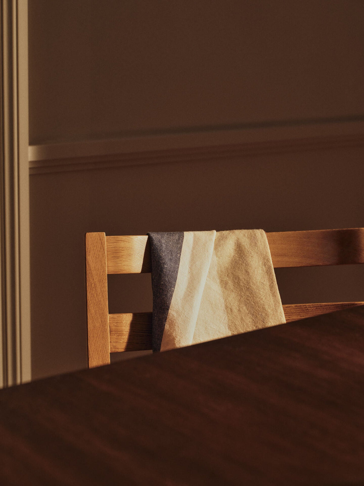 Linen Tea Towel Set, Hale Cashmere Mocha Indigo Blue for Dish Drying, Kitchen Cleanup and Everyday Home Use image 2