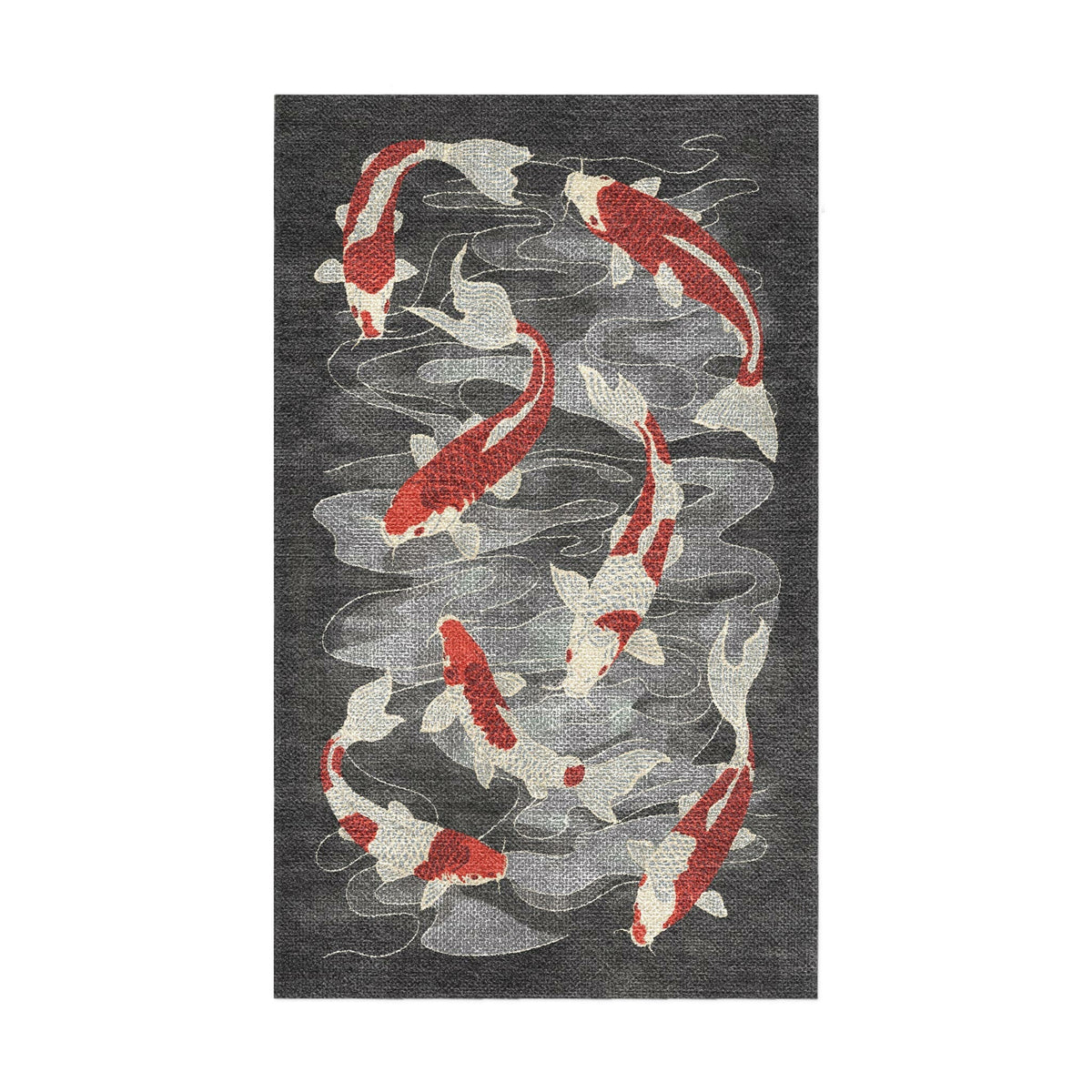 Area Rug, Koi Pond Charcoal for Living Rooms, Bedrooms and Entryways, 8 Size Options, Designed for Hallways, Dining Spaces and Home Decor image 2