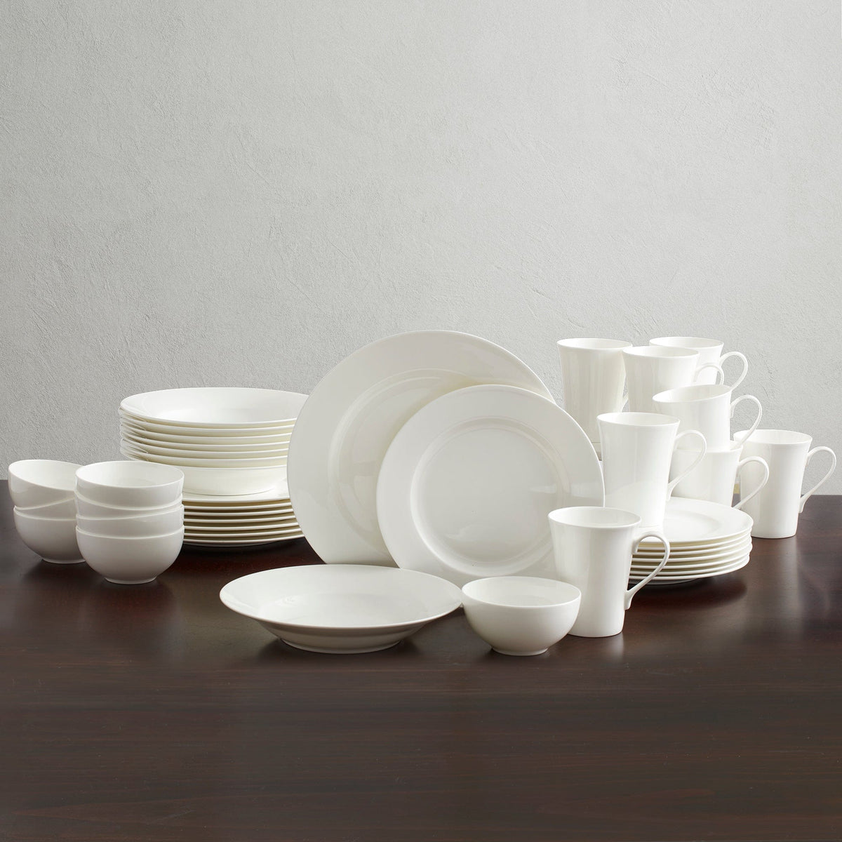 Dinnerware, Lucerne White 40 Piece Set, Service for 8, Lightweight Design for Everyday Meals and Table Settings image 2