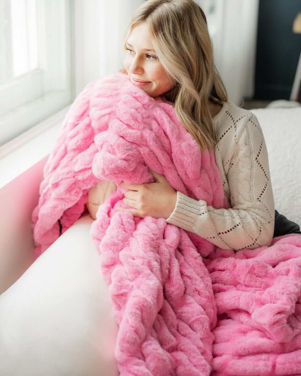 Cozy Throw Blanket, Hugs Pink for Living Rooms, Bedrooms and Everyday Lounging, 5 Size Options image 2