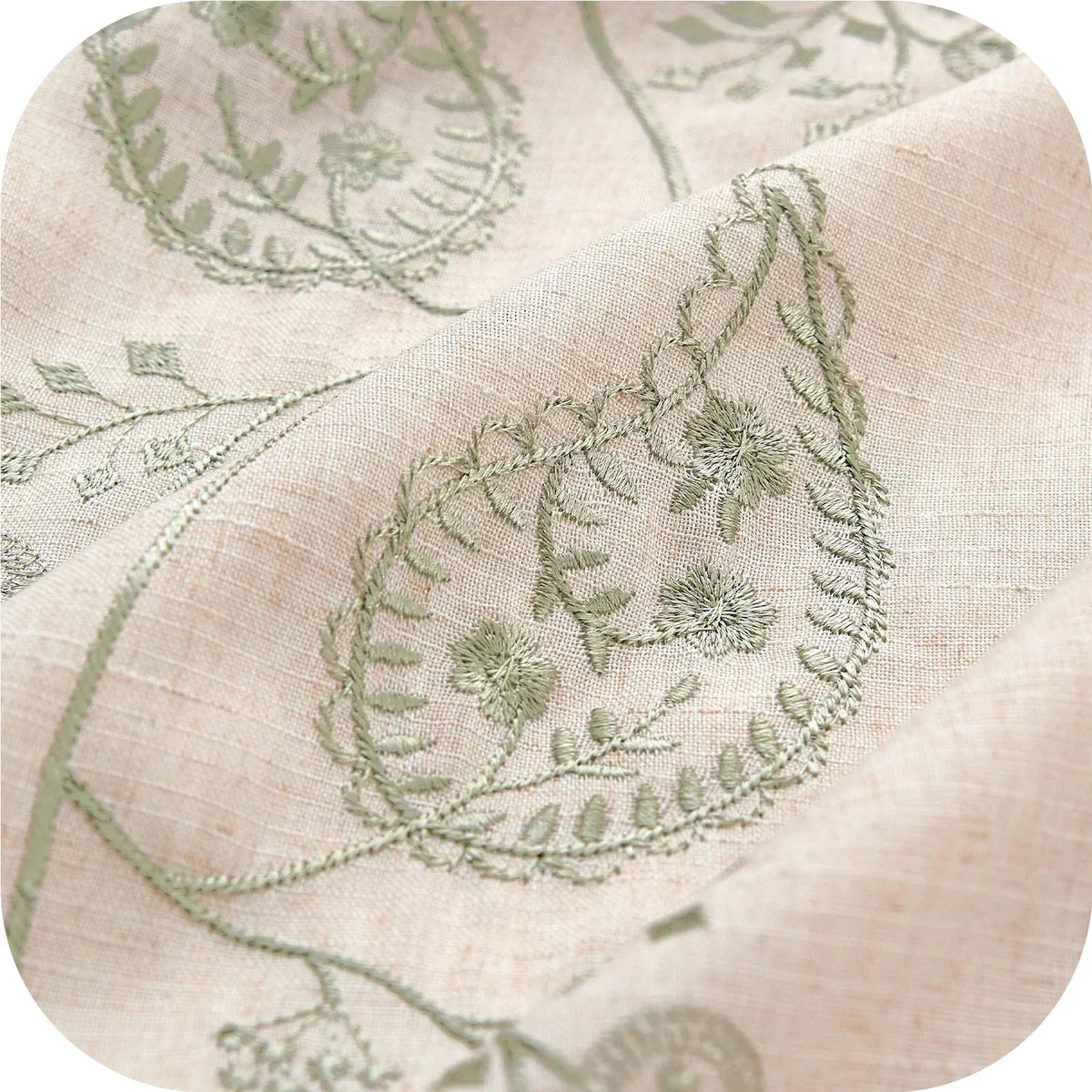 Window Curtain, Embroidered Floral Paisley Vine Linen Blend for Windows, Room Styling and Everyday Privacy, 3 Sizes and 4 Colors image 2