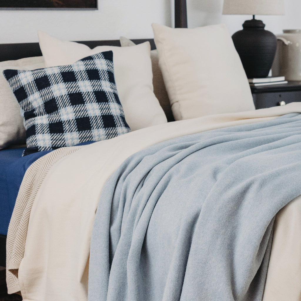 Cozy Throw Blanket, Pure & Simple Wool Sky Blue, Lightweight Design, Machine-Washable Care for Sofas, Beds and Relaxing at Home image 2