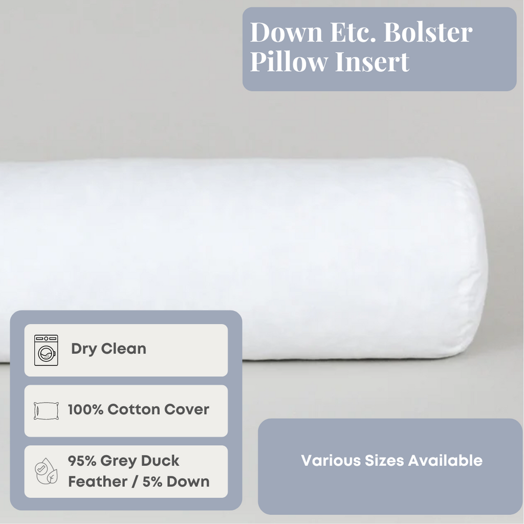 Bed Pillow, Etc. Bolster Insert Duck Feather for Everyday Sleep and Guest Room Bedding, 6 Size Options image 2