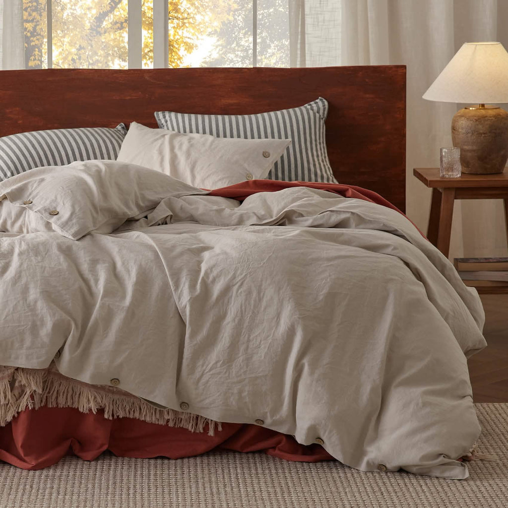 Duvet Cover Set, Cotton Linen Hybrid, Lightweight Design, Breathable Construction for Bedroom Bedding Refresh and Everyday Comfort image 2