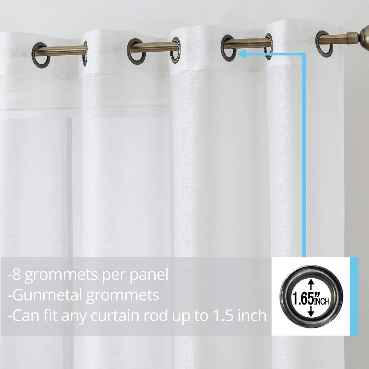 Window Curtain, Victoria Semi Sheer Grommet Panels for Windows, Room Styling and Everyday Privacy, 14 Sizes and 28 Colors image 2