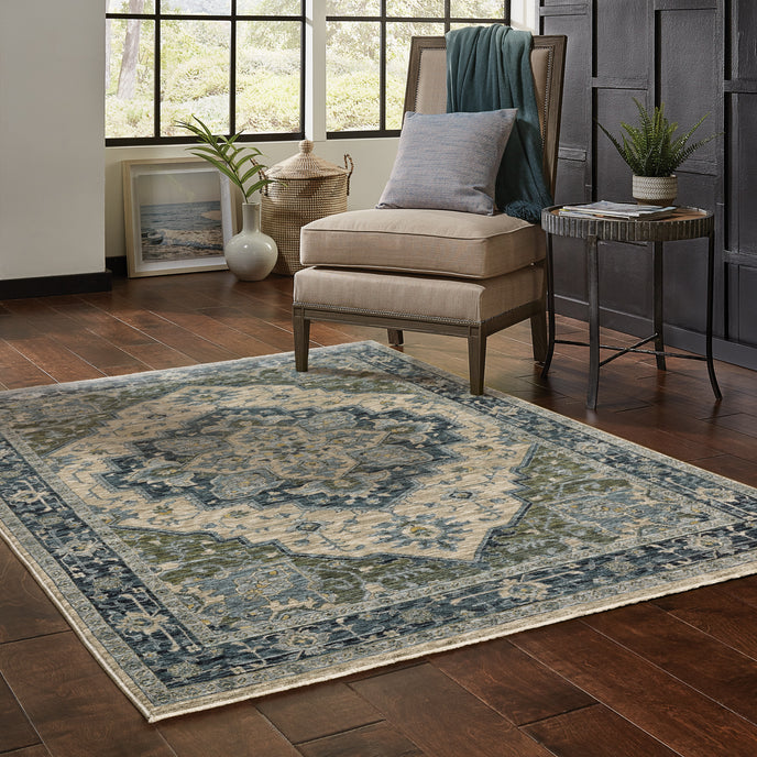 Area Rug, Aberdeen 051G1 Blue Beige for Living Rooms, Bedrooms and Entryways, 10 Size Options image 2