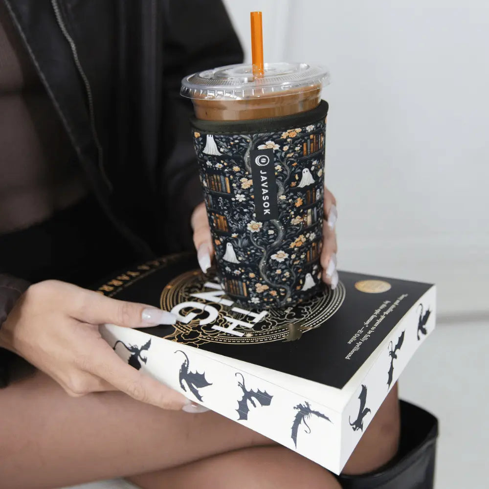 Reusable Cup Sleeve, Ghost Stories, Lightweight Design, Neoprene Construction for Iced Coffee, Cold Drinks and Condensation Control image 2