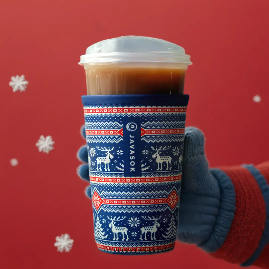 Reusable Cup Sleeve, Sweater Weather, Neoprene Construction for Iced Coffee, Cold Drinks and Condensation Control, 2 Size Options image 2