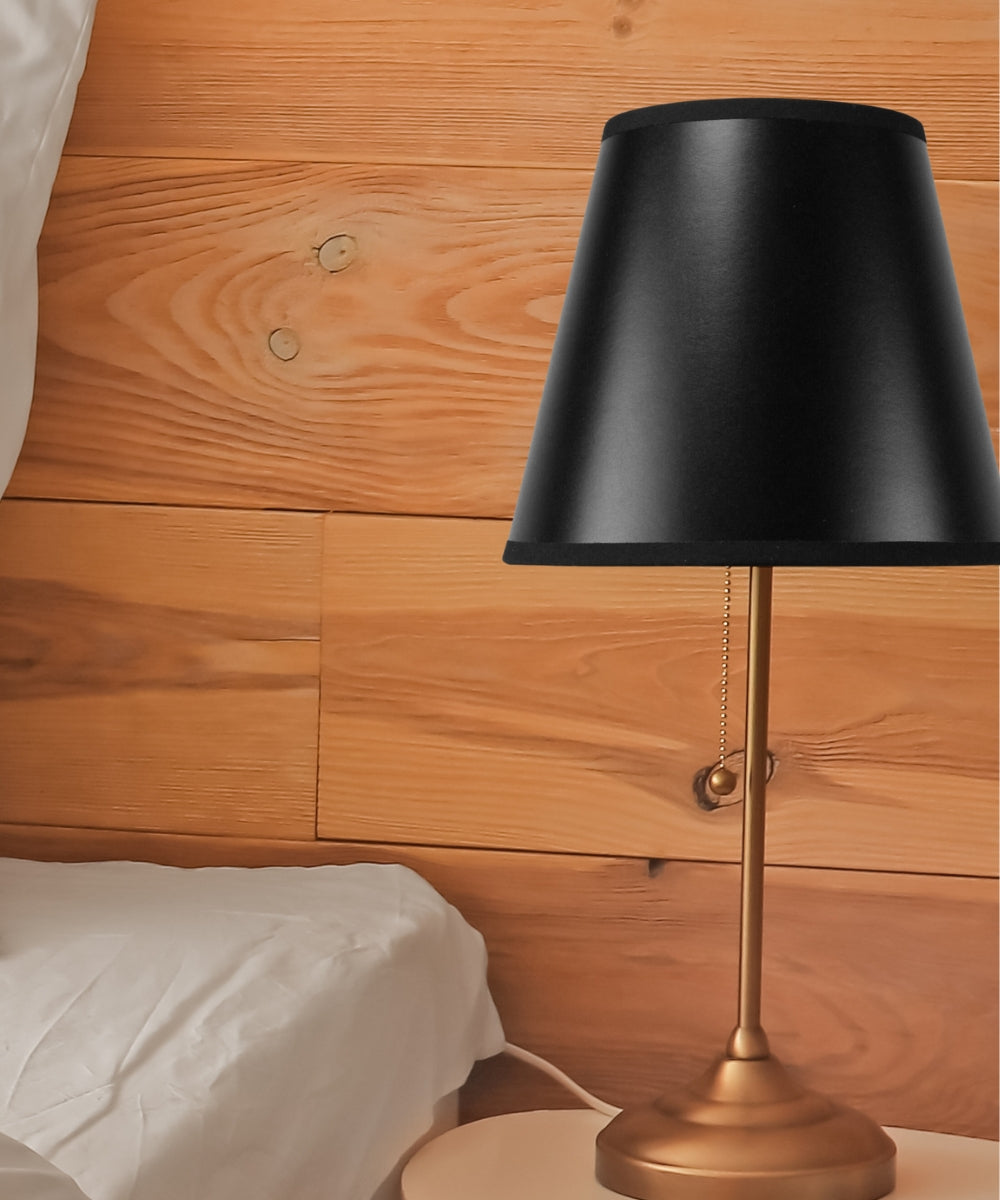 Lamp Shade, 8"W x 7"H Black CLIP ON Empire Hard Back for Lamp Replacement, Reading Corners and Living Spaces image 2