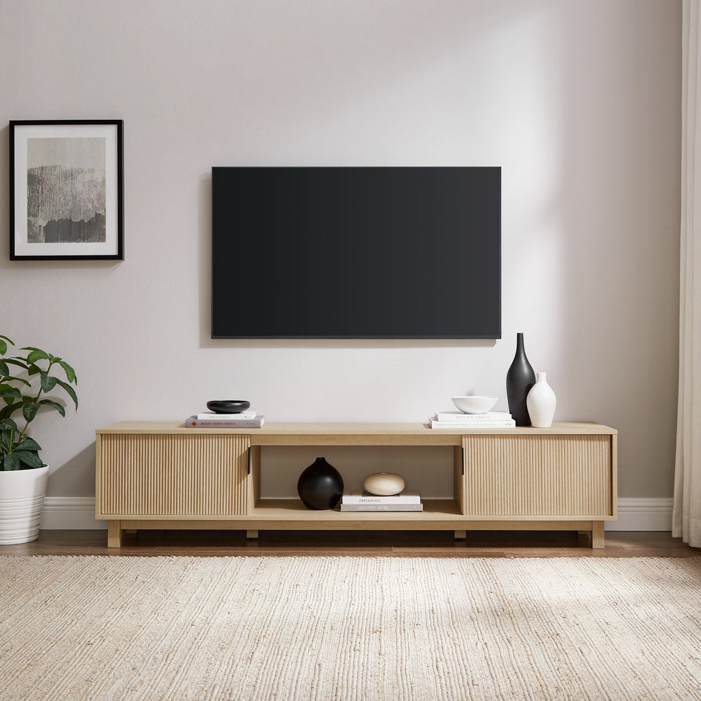 TV Stand, Reema Arundo Scandinavian Reeded for Television Displays, Consoles and Organized Living Spaces, 2 Sizes and 2 Colors image 2