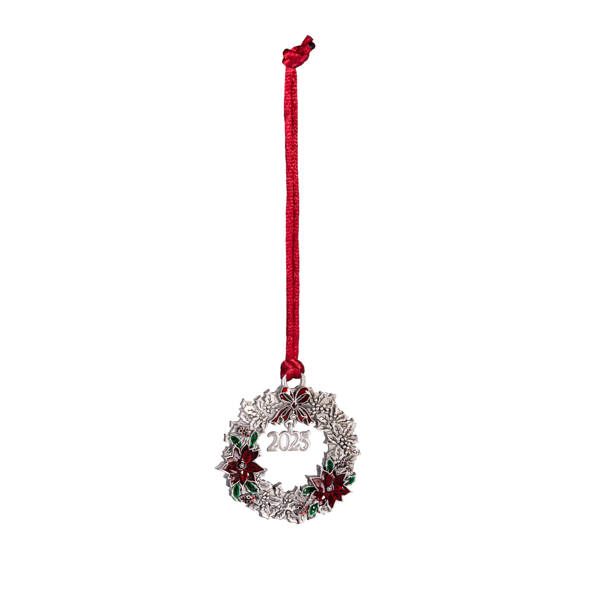 Seasonal Home Decor, Joyful Traditions Solid Pewter Wreath 2025 for Mantels, Tables and Seasonal Decorating image 2